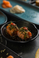 Sushi on Black Stone Table