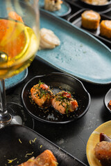 Sushi on Black Stone Table