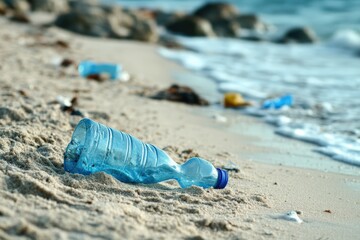 Beach Pollution: Plastic Bottles and Trash on Asia's Coastline