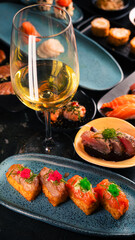 Sushi on Black Stone Table