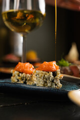 Sushi on Black Stone Table