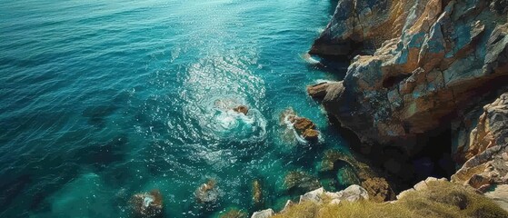 Obraz premium Majestic Coastal Cliffs: Stunning Sea Views in