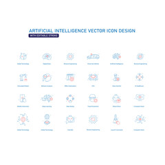 Smart AI Systems and Automation Vector Icon Design, Digital, Innovation, Algorithms, Neural Networks, Data Processing, High-Tech, Future,