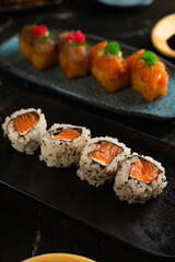 Sushi on Black Stone Table