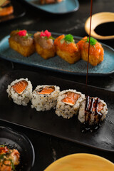 Sushi on Black Stone Table