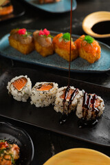 Sushi on Black Stone Table