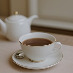 Fototapeta premium Simple Cup of Hot Tea on a White Background