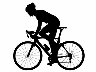 Obraz premium Male Cyclist Silhouette Icon. Cycling Athlete Cycle. Olympic Game Sport Shadow Isolated on White Background Illustration Vector EPS 10