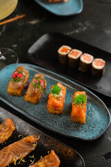 Sushi on Black Stone Table