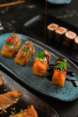 Sushi on Black Stone Table