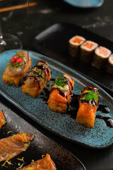 Sushi on Black Stone Table