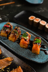 Sushi on Black Stone Table