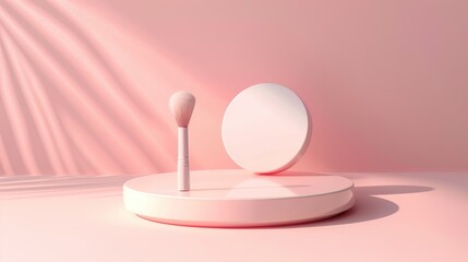 Circular Platform for Cosmetics Display on Soft Colored Background