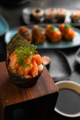 Sushi on Black Stone Table
