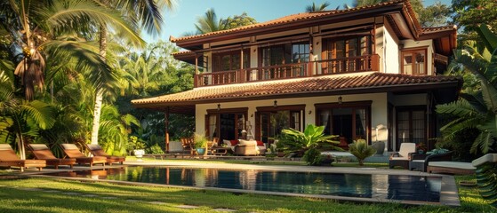 Obraz premium Luxurious Tropical Villa Oasis in Stunning