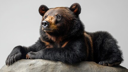 Fototapeta premium Black bear isolated on a plain white surface