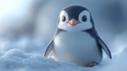 Fototapeta premium Cute 3D penguin on a clean white backdrop