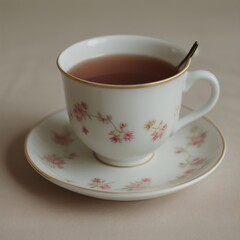 Simple Cup of Hot Tea on a White Background