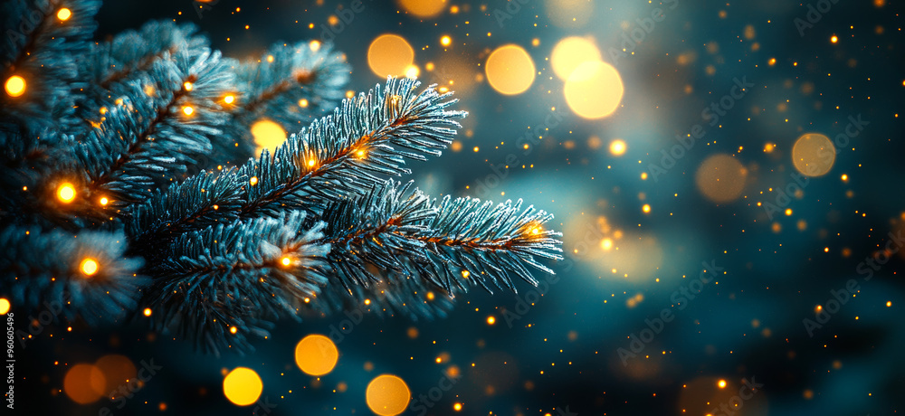 Poster a tree branch with lights on it
