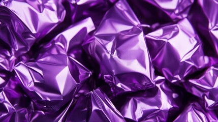 Close-up of Crumpled Purple Foil Sheets
