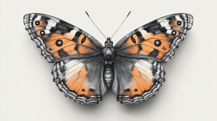 Obraz premium Simple butterfly sketch on white background