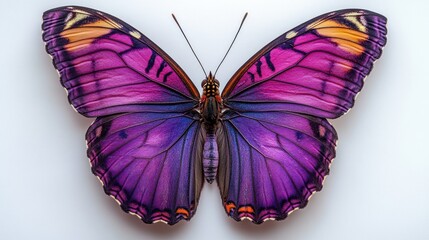 Obraz premium Vibrant purple butterfly isolated on white