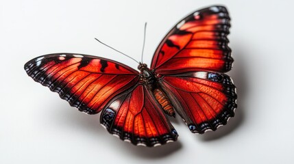 Obraz premium Vibrant red butterfly isolated on white