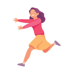 Frightened Woman Character Escape and Run Away from Something Vector Illustration