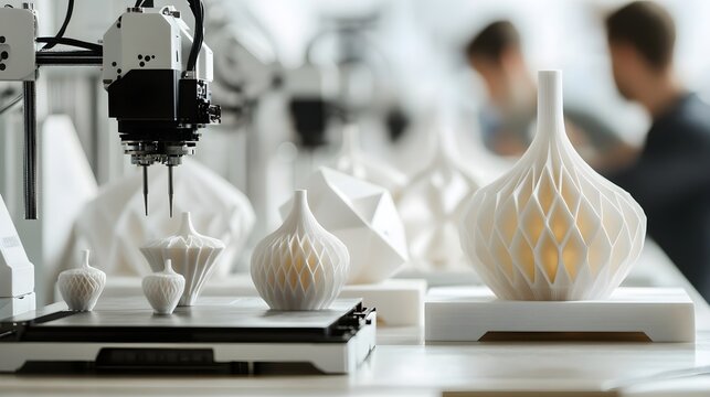 3D printing workshop creating innovative products, symbolizing new manufacturing.