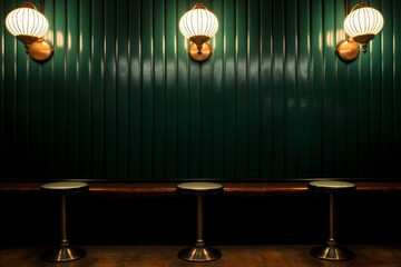 Elegant art deco setting with captivating green wall lamps enhancing the ambiance © pueb