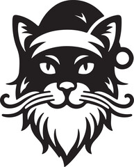 Merry Christmas-Santa-Cute cats silhouette vector.