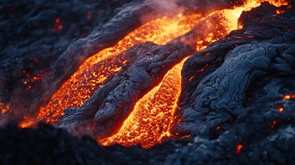 Close-up of newly erupted volcanic lava in Geldingadalur, Iceland.