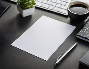 Pusta biała kartka na biurku papier firmowy mockup