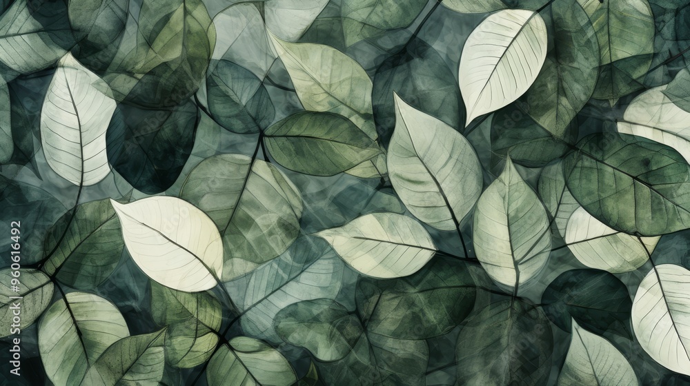 Poster intricate abstract pattern with ornamental leaves, creating a decorative and elegant design