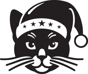 Merry Christmas-Santa-Cute cats silhouette vector. 