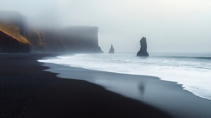 hazy beach scene in the arctic