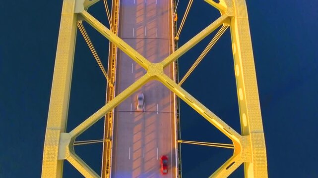 Rising above Fort Pitt Bridge in Pittsburgh, PA