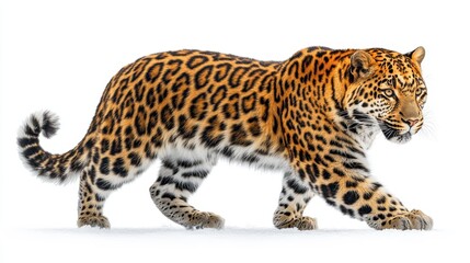Fototapeta premium Amur leopard clipart showing a dynamic pose in the wild on a white background