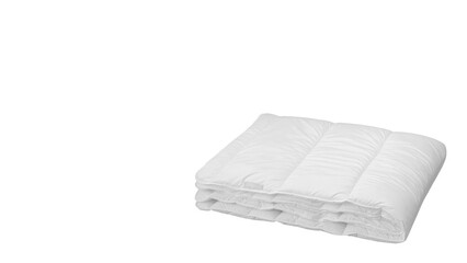 Closeup of duvets isolated on white copy-space background.