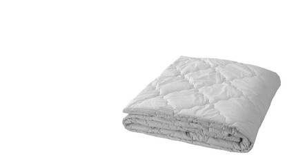 Closeup of duvets isolated on white copy-space background.