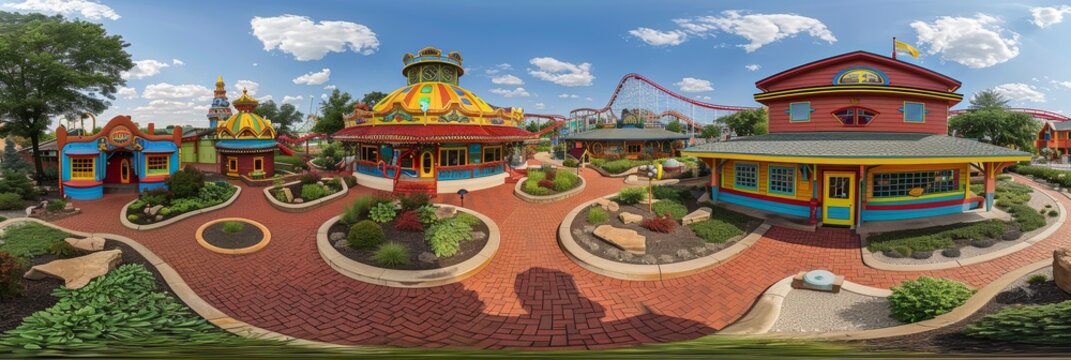 Vibrant amusement park filled with thrilling rides and joyful atmosphere for all ages