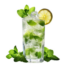 Refreshing Mint and Lemon Cocktail in a Glass