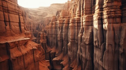 Panoramic aerial view from brown canyon plateau. Neural network ai generated art