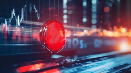 Red warning light on a financial dashboard, symbolizing imminent debt crisis
