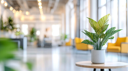 Fototapeta premium A modern office space with bright light, furniture, and a blurry background.