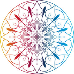 Mandala Line Illustration, colorful mandala design, gradient mandala
