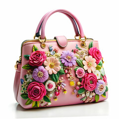 beautiful elegance and luxury fashion pink women handbag