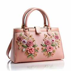 beautiful elegance and luxury fashion pink women handbag