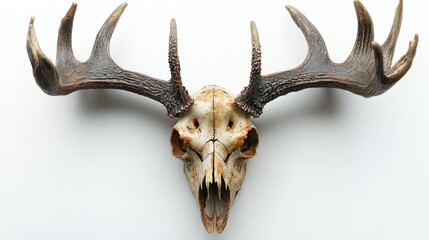 Fototapeta premium Animal skull with antlers on white background