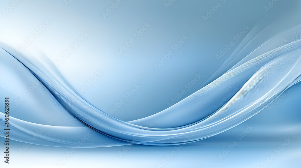 Poster soft blue waves flow gracefully across a smooth gradient background, creating a tranquil and calming
